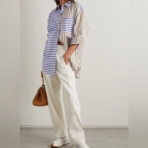 Apiece Apart Oversized Button Down / Tan and Blue Stripes Combo